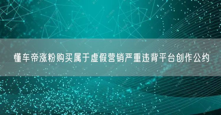 懂车帝涨粉购买属于虚假营销严重违背平台创作公约
