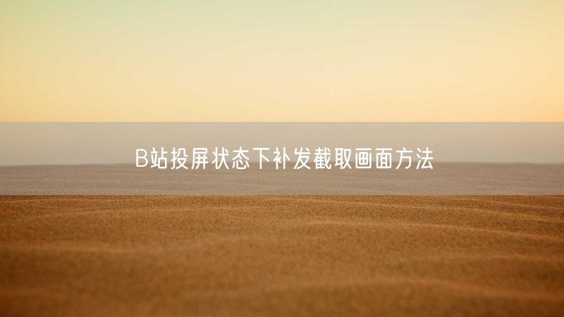 B站投屏状态下补发截取画面方法