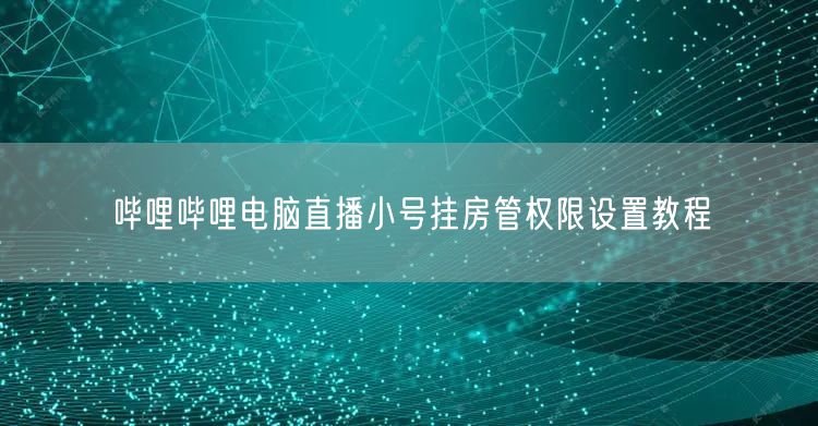 哔哩哔哩电脑直播小号挂房管权限设置教程